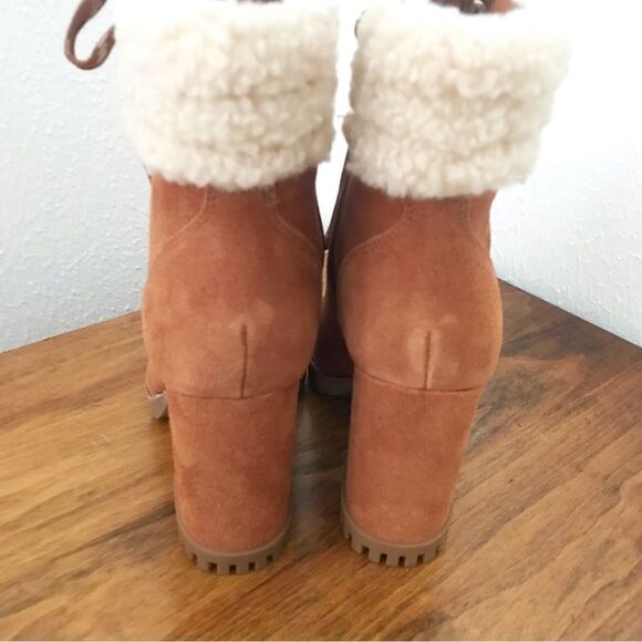 GIANNI BINI Suede Lug Sole Platform Hiking‎ Bootie Lace Up Brown Size 6 New - Picture 6 of 11